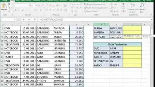 Excel etopla çoketopla kullanımı