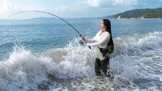 My First Surf Fishing Trip 🎣 Lure fishing . Solo Camping ASMR