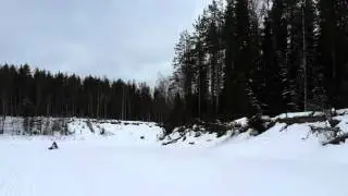 Едем с рыбалки на буране 15 сил и на тайге