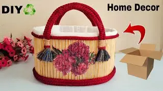 GREAT IDEA HOW TO REUSE CARDBOARD AND WASTE MATERIALS / DIY BASKET AND DECOUPAGE IDEA 💡