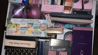 Storing cosmetics in the 3rd drawer of a chest of drawers.