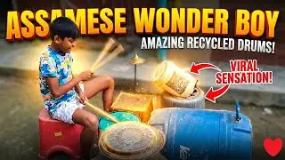 Unbelievable Talent! Drumming on Recycled Items ♻️🎵 Assamese Boy's INCREDIBLE Recycled Drum Solo! 🥁🔥