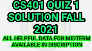 cs401 quiz 1 solution fall 2021 ~ cs401 quiz 1 solution 2021