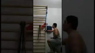 Spalier din metal cu bare din lemn