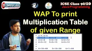 WAP To Print Multiplication Table of given range in horizontal form || YP Computer classes