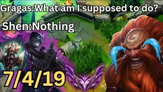 Shen vs Gragas. I am Shen, but I am fed and I can carry team fights 14.1#leagueoflegends