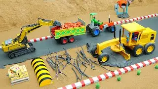 Diy Tractor Stuck After Tree Falls – Concrete Road Science Project with Grader