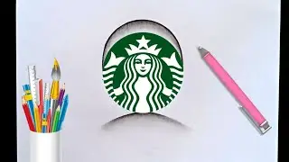 How To Draw Starbucks Logo in 3D ! Starbucks coffee ! Starbucks logo 🤨🧐