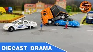 Diecast Drama in 1/64 Scale: Major Truck Accident and Rescue in Miniature City