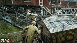 Arthur Pushes Sheriff Jones Off A Porch | RDR2