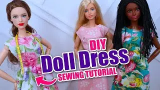 DIY Barbie Doll Clothes - Make your own Vintage Doll Dress - Sewing Tutorial - WITH FREE PATTERN