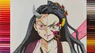how to draw Nezuko and Daki | cách vẽ Nezuko dạng quỷ và Daki - DEMON SLAYER