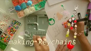 making beaded keychains with shrink plastic charms 🧄