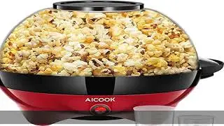 Popcorn Machine, AICOOK 6-Quart/24-Cup 800W Fast Heat-up Popcorn Popper Machine, Electric Hot Oil B