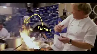 Flames appear next to Gordon Ramsay
