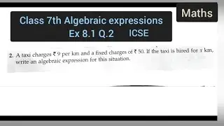 class 7th math chapter 8 | Algebraic Expressions | Ex8.1 Q2 | ICSE