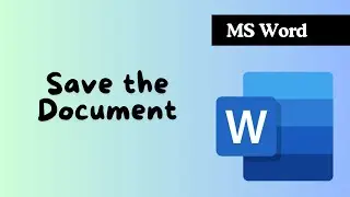 MS Word - How to Save a document? #msword #wordprocessor