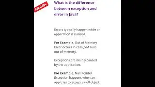 What is the difference between exception and error in Java? 