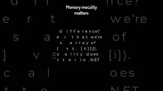 Memory locality matters