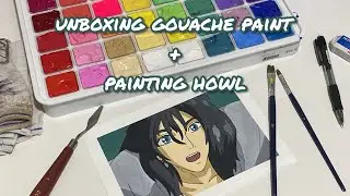 unboxing jelly gouache paint  + painting howl
