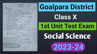 1st unit test 2023 class 10|class x social science 1st unit test 2023 question paper|1st unit test