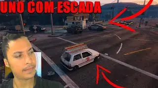 GTA V MOD - SEGUINDO VIATURA DA POLICIA COM UNO DE ESCADA! E A POLICIA BUGOUU!!