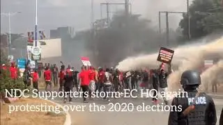 Ghana Military Makes NDC Protesters Sweep & Clean the Streets after Vandalizing