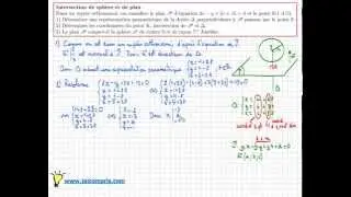 intersection of sphere and plane - BAC type exercise - geometry in space