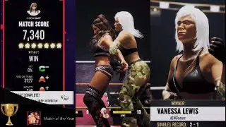 AEW Fight Forever Casino Battle Royale with Vanessa from Virtua Fighter Match of the Year Trophy