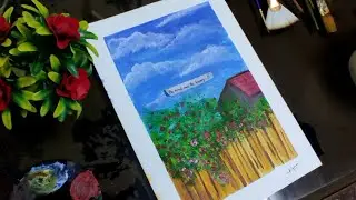 Acrylic painting | a beautiful day | easy cute painting ideas | asthetic | @divsartcraft