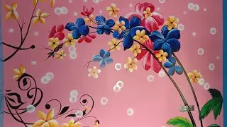flower wall painting design idea@rekhadeyaacademy
