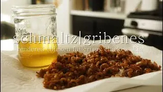 Schmaltz and Gribenes. Rendered chicken fat and crispy chicken skin. Step by Step recipe.