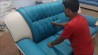 How to Make Diamond Sofa Step by step Making | Sofa Back Design Button Finishing work | Import sofa