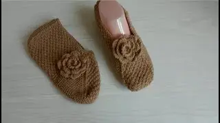 Simple slippers knitted with knitting needles without a seam from size 37 No. 6 From boredom to a...