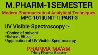 Choice of Solvent|Solvent Effect|Application of UV Visible Spectro.|M.Pharm1sem|MPC-101|Unit-1Part-3