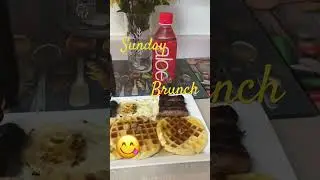 Waffles 🧇 eggs 🍳 maple sausage🥓￼￼ fresh fruit 🍉 🍇￼