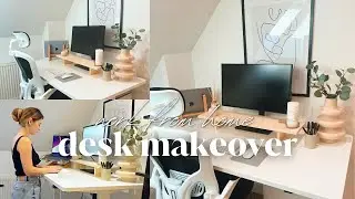 My WFH desk setup ✨ | Desk makeover on a budget | Standing Desk, Ergonomic Mouse, Designer Monitor
