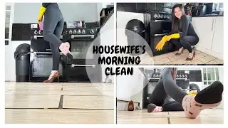 ASMR Wiping my Oven ~ Wearing Nylon Socks, Marigolds & Pointy Heels