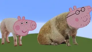 Realistic animals with Peppa Pig heads (in Minecraft)