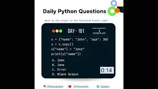 Python Coding challenge - Day 181 | What is the output of the following Python Code?  