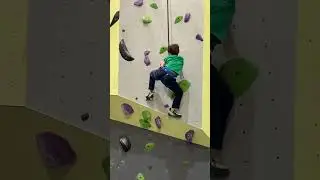 9 year old Joshua climbing a route at the climbing gym #climbing