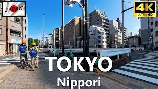 4K Japan Cycling Tour | Exploring Nippori in Tokyo