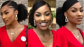 Sleek Pony with Bang Type 4 Hair