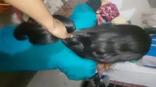Silky Long Hair Bun Drop Longhair pulling & Hairplay by man @LonghairQueen99  #longhair