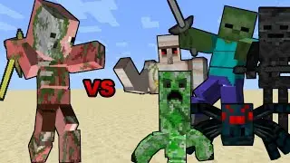 Titan Zombie Pigman vs All Titan│Minecraft Mob Battle