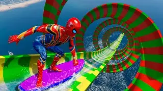 Spiderman in water slides/Epic Ragdoll Physics/ GTA 5 Ep.139 #waterslide #ragdoll #spiderman