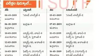 Telangana state inter Time Table march-2020/TS inter Time Table march-2020