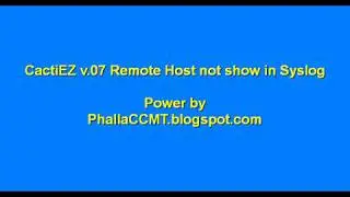 CactiEZ v 07 Remote Host not show in Syslog