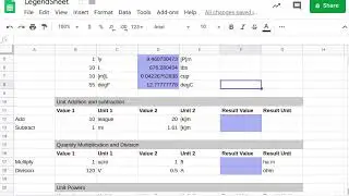 Using Units/Dimensions in Google Sheets
