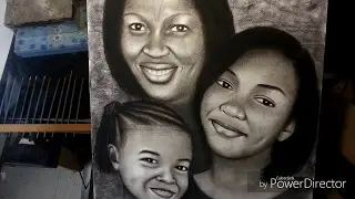 SPEED DRAWING IN CHARCOAL OF A FAMILY PORTRAIT